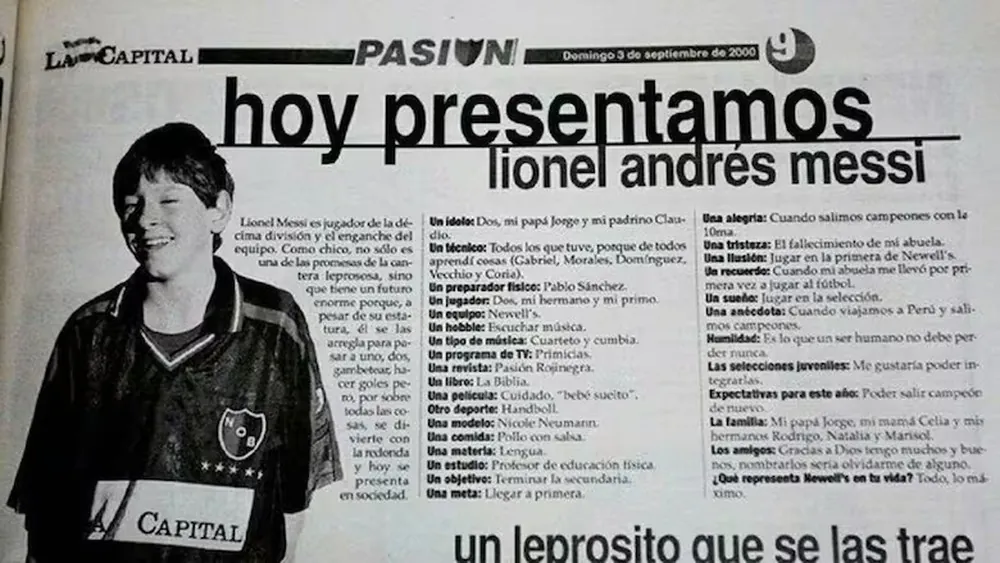Entrevista de Messi, aos 13 anos, ao jornal La Capital — Foto: Arquivo / La Nación